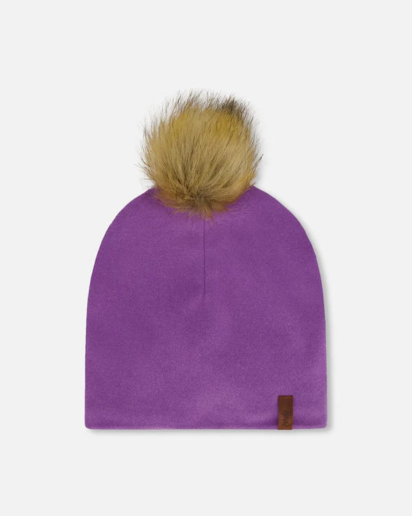 Deux par Deux - Bonnet en jersey mi-saison avec pompon lavande