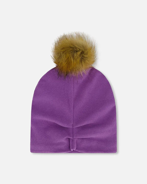 Deux par Deux - Bonnet en jersey mi-saison avec pompon lavande