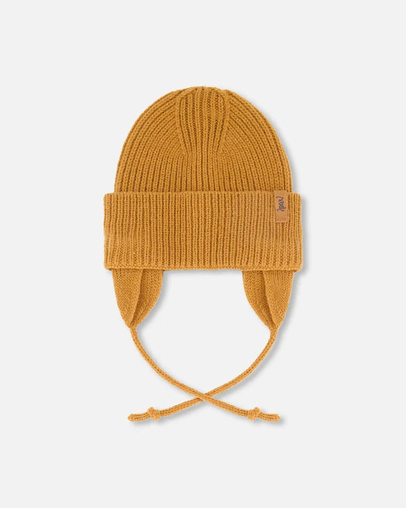 Deux par deux - Tuque en tricot de mi-saison brun pacane