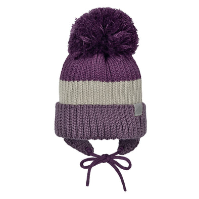 Perlimpinpin - Tuque d'hiver avec pompon et cordon - Shiraz/Crème/Blush