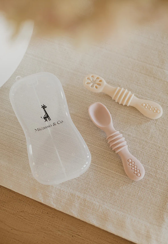 Micasso & co - Les cuillères d'apprentissage en silicone pour bébé, ensemble de 2