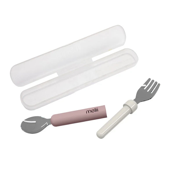 Melii - Ustensiles pour Lunch - Cuillère/Fourchette Rose