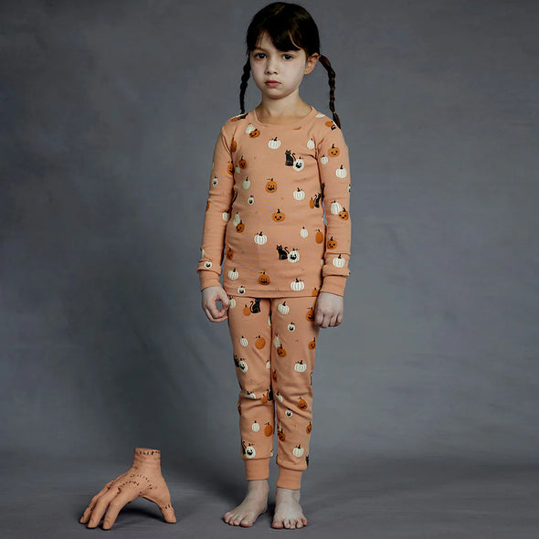 Petit Lem -  Ensemble pyjama fleur de pommier à imprimé de citrouilles