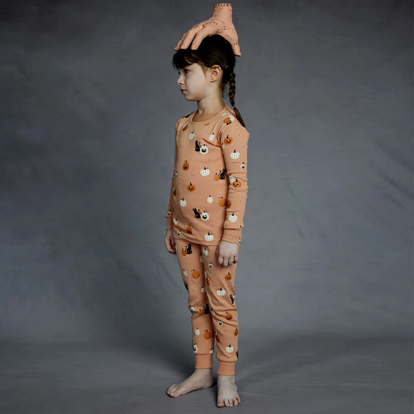 Petit Lem -  Ensemble pyjama fleur de pommier à imprimé de citrouilles