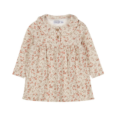 Dirkje - Robe beige fleurs
