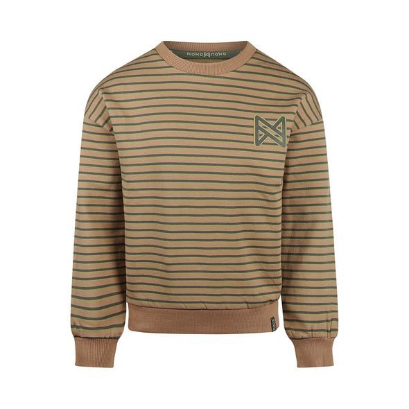 Koko noko - Chandail rayé vert et beige