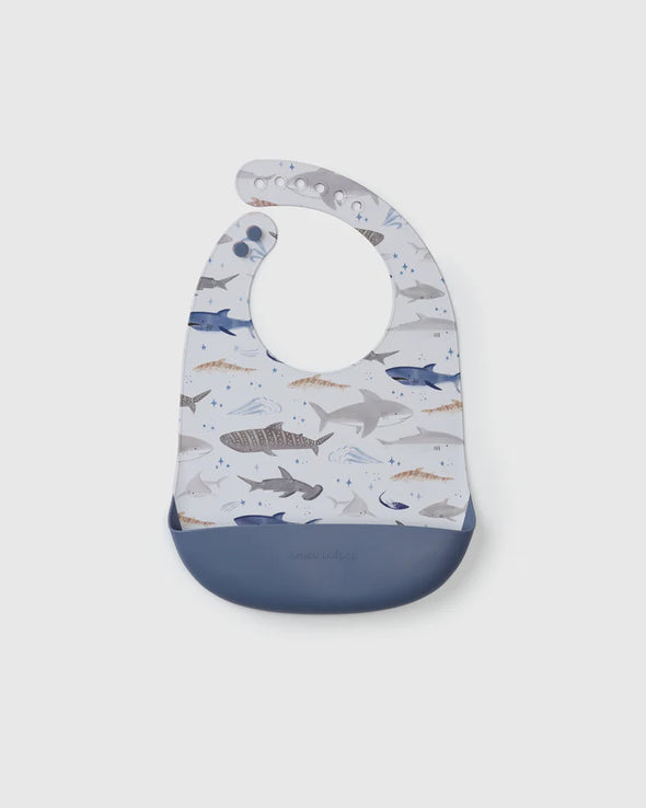 Loulou LOLLIPOP - Bavoir en silicone imprimé - requin