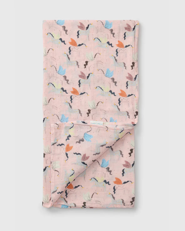 Loulou LOLLIPOP - Couverture en mousseline – Licorne