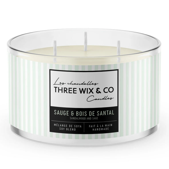 THREE WIX & CO - Chandelle SAUGE & BOIS DE SANTAL