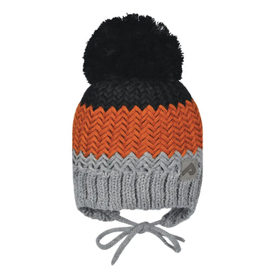 Perlimpinpin - Tuque d'hiver avec pompon détachable et cordon - Gris orange noir