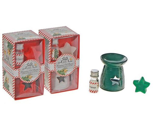 COFFRET CADEAU BRÛLEUR À CIRE ET À HUILE EN CÉRAMIQUE ÉTOILE
