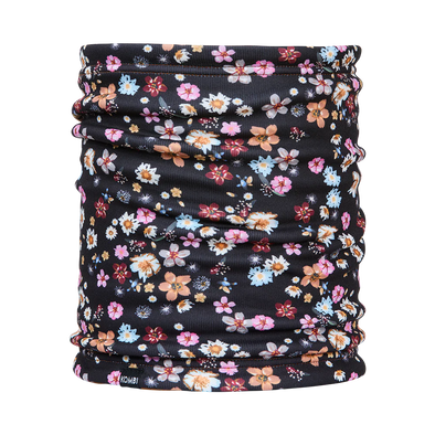 Kombi - Cache-cou réversible en molleton pour enfants fleuris noir