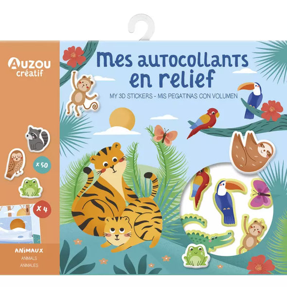 Auzou - Mes autocollants en relief : animaux