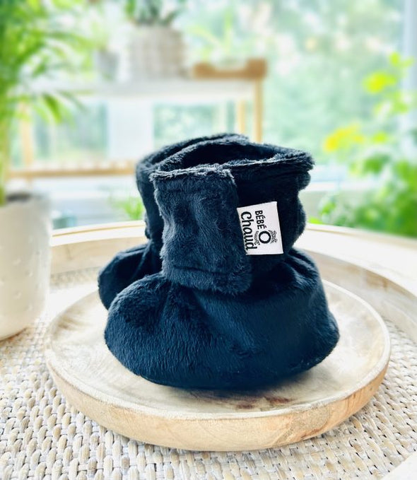 Bébé Ô Chaud - Pantoufles à velcro –  Noir
