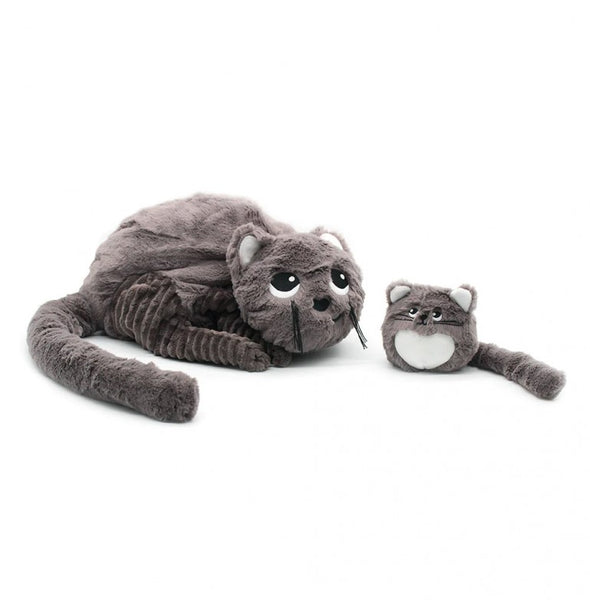 Déglingos - Peluche Chat Maman Et Son Bébé Gris