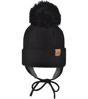 Perlimpinpin - Bonnet en acrylique avec doublure en polaire - Noir