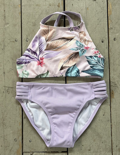 Mandarine - Maillot 2 pièces feuillage lilas