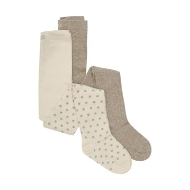 Minymo - 2 Bas Collant Beige et pois