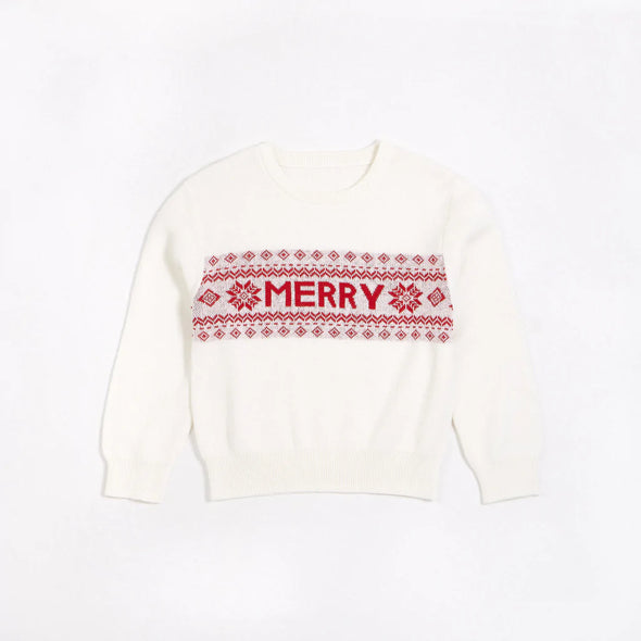 Petit Lem - Pull en tricot blanc cassé à motifs « Fair Isle Merry »