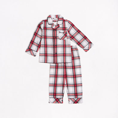 Petit Lem - Ensemble pyjama en flanelle à carreaux classiques rouge
