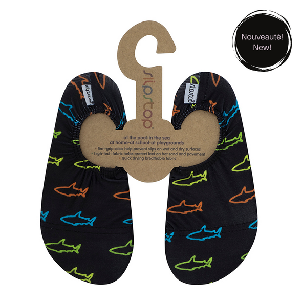 Slipstop Chaussons Antidérapants - Requins multicolores fluorescents