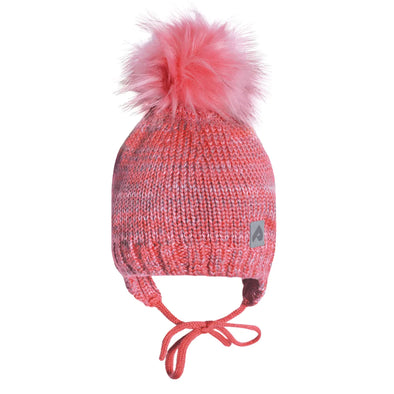Perlimpinpin - Tuque d'hiver avec pompon détachable et cordon - Rose multi