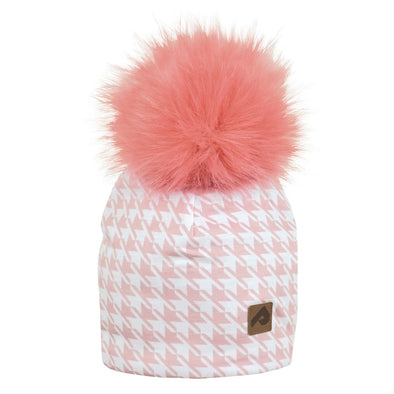 Perlimpinpin Tuque avec pompon - Pied de poule rose